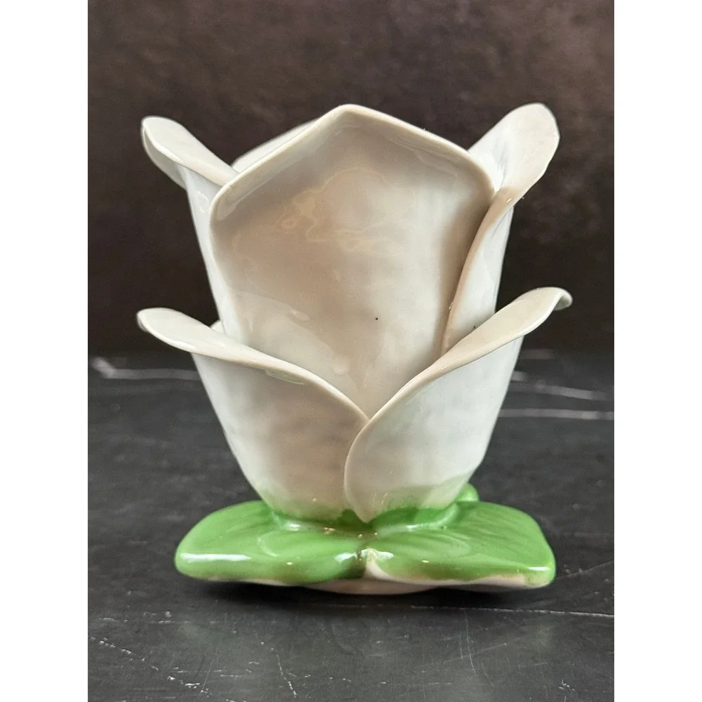 Vintage Bloom Rite Clay Ceramic Flower Shape Votive Candle Holder 4in X 3in